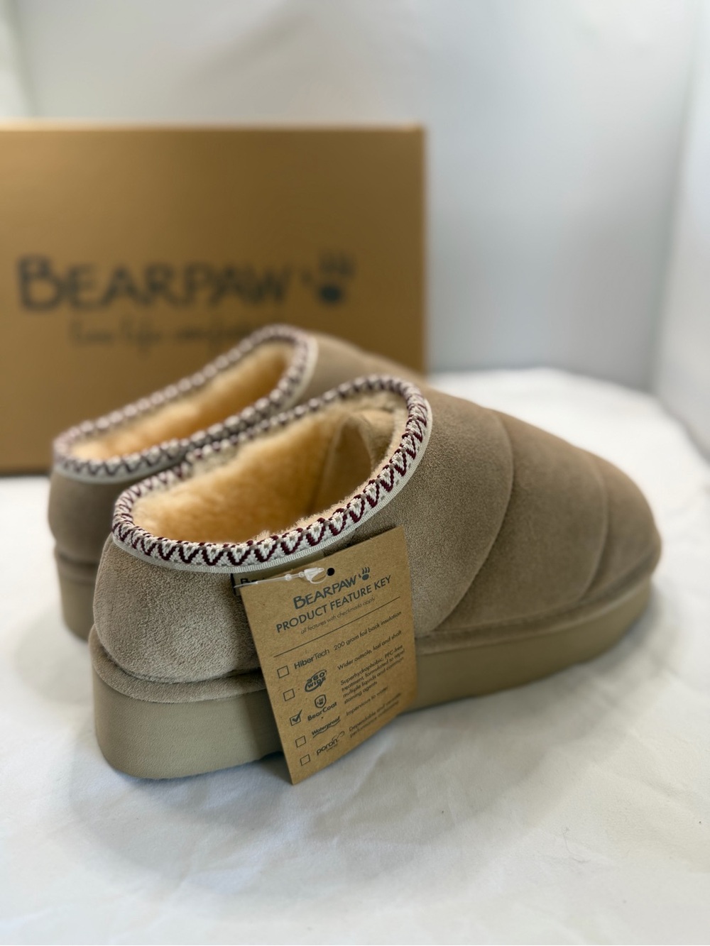 NWT BEARPAW BOOT slip on Quilted Martis Slipper Clogs Mushroom 11